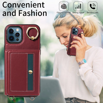 For iPhone 12 Pro Max Crossbodys Card Bag Ring Holder Leather Phone Case(Red) - iPhone 12 Pro Max Cases by buy2fix | Online Shopping UK | buy2fix