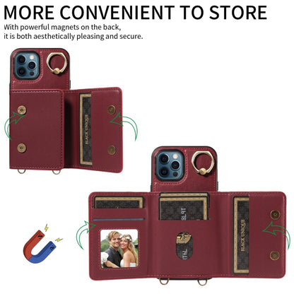 For iPhone 12 Pro Max Crossbodys Card Bag Ring Holder Leather Phone Case(Red) - iPhone 12 Pro Max Cases by buy2fix | Online Shopping UK | buy2fix