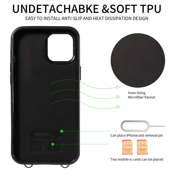 For iPhone 12 Pro Max Crossbodys Card Bag Ring Holder Leather Phone Case(Black) - iPhone 12 Pro Max Cases by buy2fix | Online Shopping UK | buy2fix