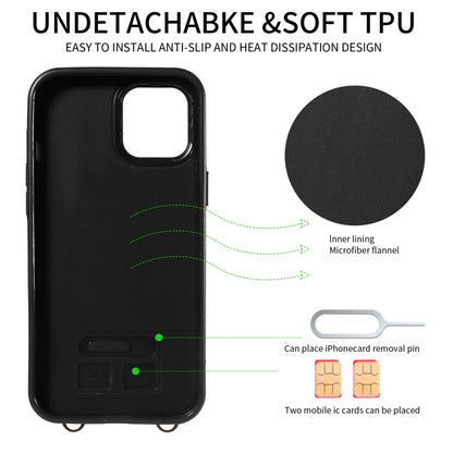 For iPhone 12 Pro Max Crossbodys Card Bag Ring Holder Leather Phone Case(Black) - iPhone 12 Pro Max Cases by buy2fix | Online Shopping UK | buy2fix