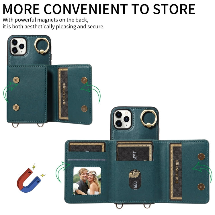 For iPhone 11 Pro Max Crossbodys Card Bag Ring Holder Leather Phone Case(Green) - iPhone 11 Pro Max Cases by buy2fix | Online Shopping UK | buy2fix