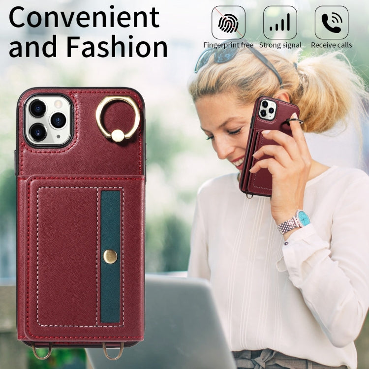 For iPhone 11 Pro Max Crossbodys Card Bag Ring Holder Leather Phone Case(Red) - iPhone 11 Pro Max Cases by buy2fix | Online Shopping UK | buy2fix