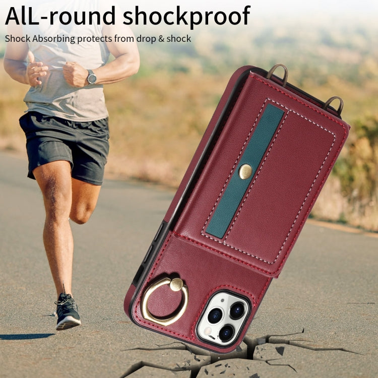 For iPhone 11 Pro Max Crossbodys Card Bag Ring Holder Leather Phone Case(Red) - iPhone 11 Pro Max Cases by buy2fix | Online Shopping UK | buy2fix