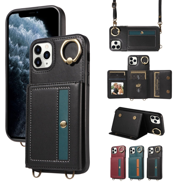 For iPhone 11 Pro Max Crossbodys Card Bag Ring Holder Leather Phone Case(Black) - iPhone 11 Pro Max Cases by buy2fix | Online Shopping UK | buy2fix