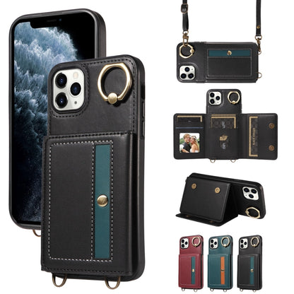For iPhone 11 Pro Max Crossbodys Card Bag Ring Holder Leather Phone Case(Black) - iPhone 11 Pro Max Cases by buy2fix | Online Shopping UK | buy2fix
