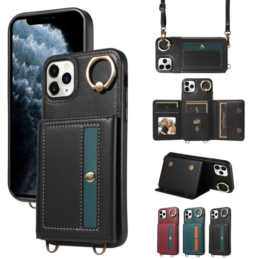 For iPhone 11 Pro Max Crossbodys Card Bag Ring Holder Leather Phone Case(Black) - iPhone 11 Pro Max Cases by buy2fix | Online Shopping UK | buy2fix