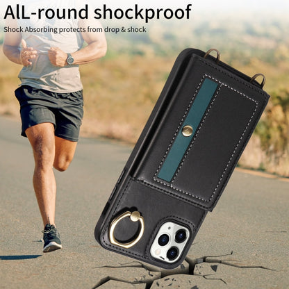 For iPhone 11 Pro Max Crossbodys Card Bag Ring Holder Leather Phone Case(Black) - iPhone 11 Pro Max Cases by buy2fix | Online Shopping UK | buy2fix