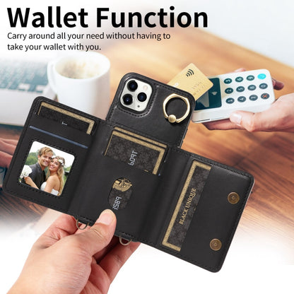 For iPhone 11 Pro Max Crossbodys Card Bag Ring Holder Leather Phone Case(Black) - iPhone 11 Pro Max Cases by buy2fix | Online Shopping UK | buy2fix