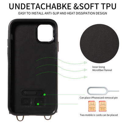 For iPhone 11 Crossbodys Card Bag Ring Holder Leather Phone Case(Green) - iPhone 11 Cases by buy2fix | Online Shopping UK | buy2fix