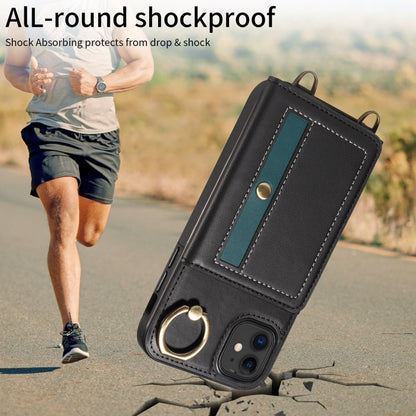 For iPhone 11 Crossbodys Card Bag Ring Holder Leather Phone Case(Black) - iPhone 11 Cases by buy2fix | Online Shopping UK | buy2fix