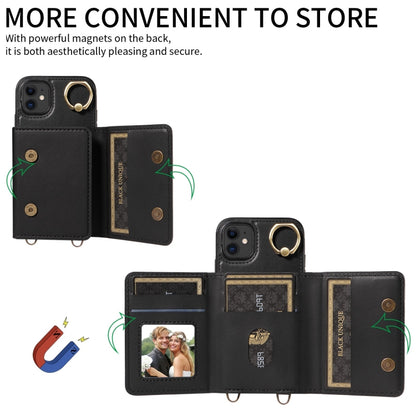 For iPhone 11 Crossbodys Card Bag Ring Holder Leather Phone Case(Black) - iPhone 11 Cases by buy2fix | Online Shopping UK | buy2fix