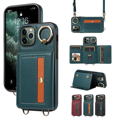 For iPhone 11 Pro Crossbodys Card Bag Ring Holder Leather Phone Case(Green) - iPhone 11 Pro Cases by buy2fix | Online Shopping UK | buy2fix