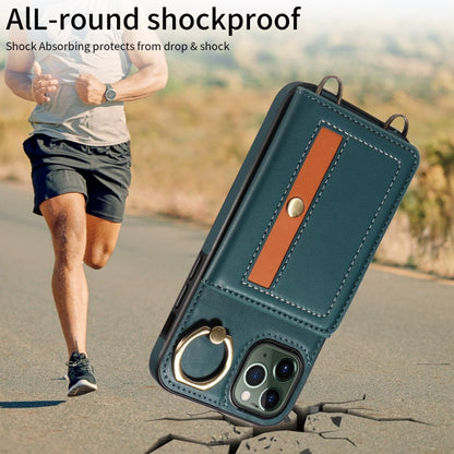 For iPhone 11 Pro Crossbodys Card Bag Ring Holder Leather Phone Case(Green) - iPhone 11 Pro Cases by buy2fix | Online Shopping UK | buy2fix