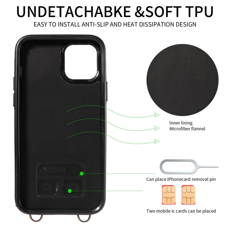 For iPhone 11 Pro Crossbodys Card Bag Ring Holder Leather Phone Case(Green) - iPhone 11 Pro Cases by buy2fix | Online Shopping UK | buy2fix