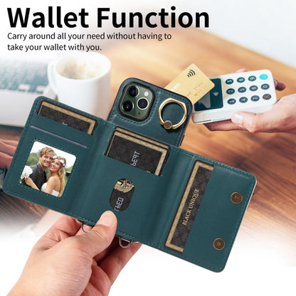 For iPhone 11 Pro Crossbodys Card Bag Ring Holder Leather Phone Case(Green) - iPhone 11 Pro Cases by buy2fix | Online Shopping UK | buy2fix
