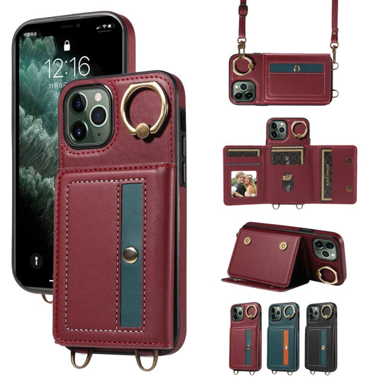 For iPhone 11 Pro Crossbodys Card Bag Ring Holder Leather Phone Case(Red) - iPhone 11 Pro Cases by buy2fix | Online Shopping UK | buy2fix