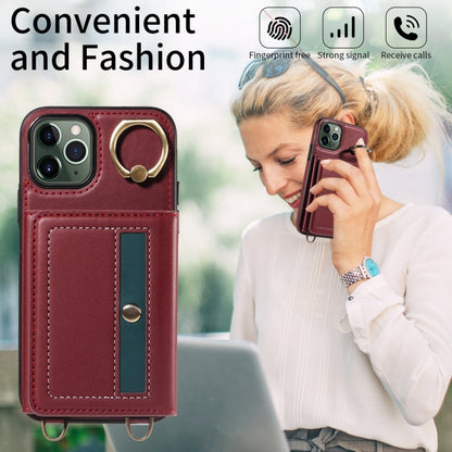 For iPhone 11 Pro Crossbodys Card Bag Ring Holder Leather Phone Case(Red) - iPhone 11 Pro Cases by buy2fix | Online Shopping UK | buy2fix