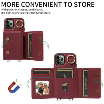 For iPhone 11 Pro Crossbodys Card Bag Ring Holder Leather Phone Case(Red) - iPhone 11 Pro Cases by buy2fix | Online Shopping UK | buy2fix