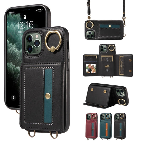For iPhone 11 Pro Crossbodys Card Bag Ring Holder Leather Phone Case(Black) - iPhone 11 Pro Cases by buy2fix | Online Shopping UK | buy2fix