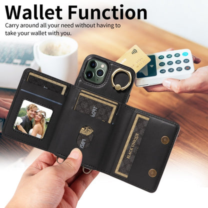 For iPhone 11 Pro Crossbodys Card Bag Ring Holder Leather Phone Case(Black) - iPhone 11 Pro Cases by buy2fix | Online Shopping UK | buy2fix
