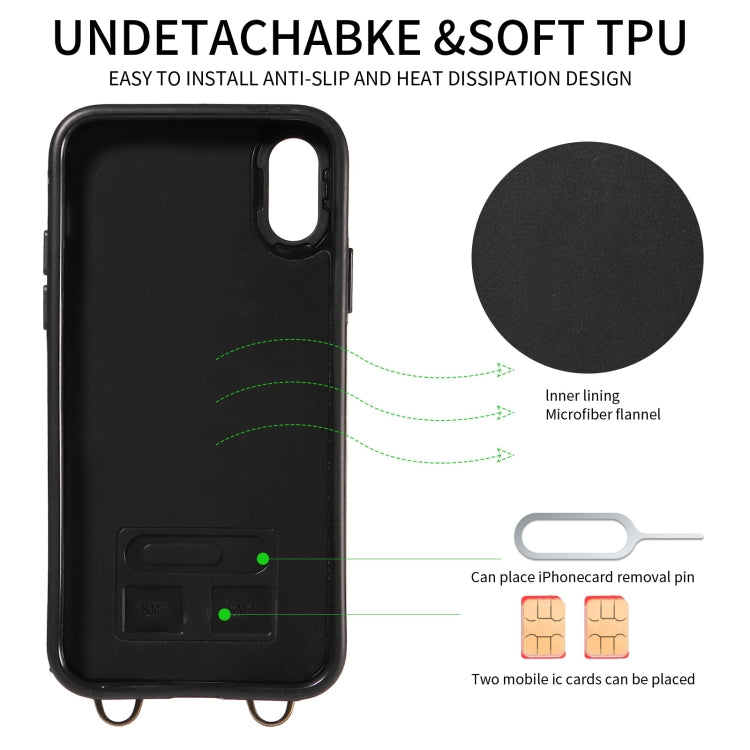 For iPhone X / XS Crossbodys Card Bag Ring Holder Leather Phone Case(Green) - More iPhone Cases by buy2fix | Online Shopping UK | buy2fix