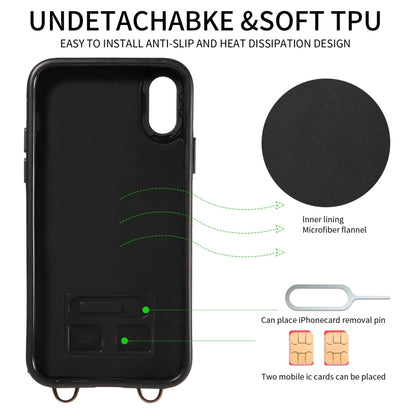 For iPhone X / XS Crossbodys Card Bag Ring Holder Leather Phone Case(Green) - More iPhone Cases by buy2fix | Online Shopping UK | buy2fix