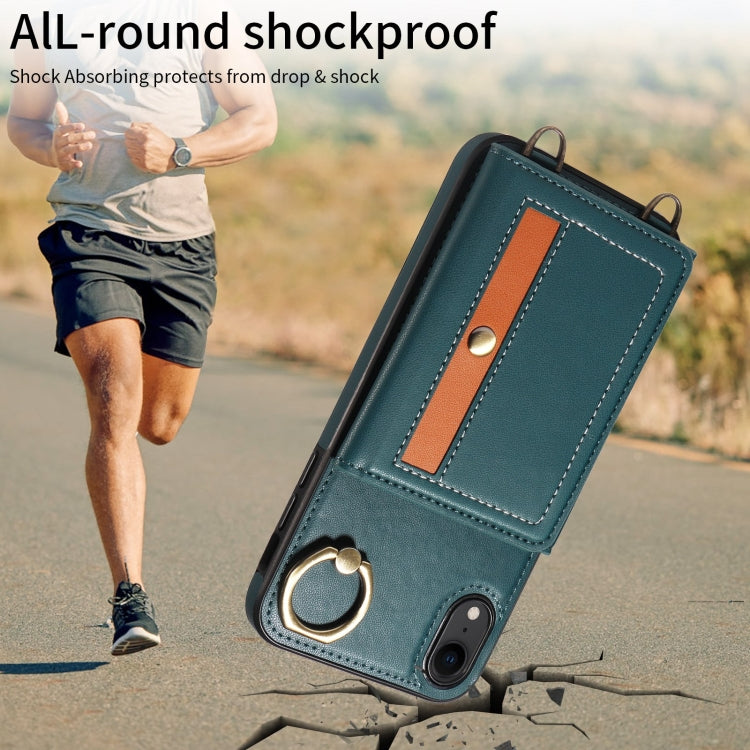 For iPhone XR Crossbodys Card Bag Ring Holder Leather Phone Case(Green) - More iPhone Cases by buy2fix | Online Shopping UK | buy2fix