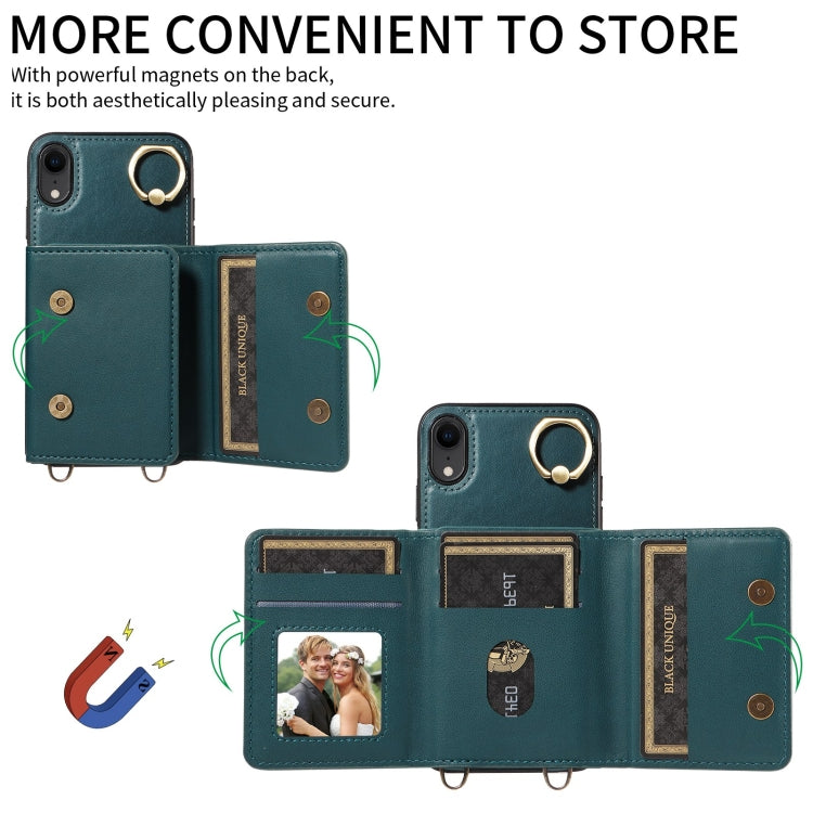 For iPhone XR Crossbodys Card Bag Ring Holder Leather Phone Case(Green) - More iPhone Cases by buy2fix | Online Shopping UK | buy2fix
