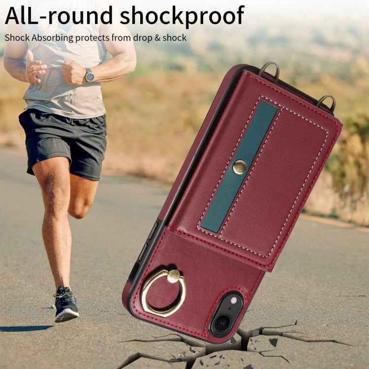 For iPhone XR Crossbodys Card Bag Ring Holder Leather Phone Case(Red) - More iPhone Cases by buy2fix | Online Shopping UK | buy2fix