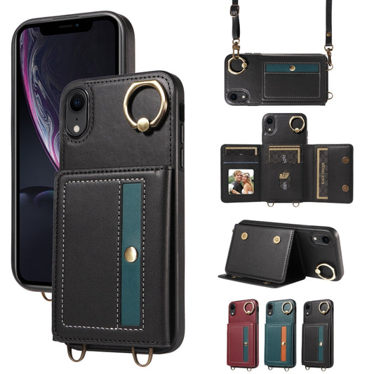 For iPhone XR Crossbodys Card Bag Ring Holder Leather Phone Case(Black) - More iPhone Cases by buy2fix | Online Shopping UK | buy2fix