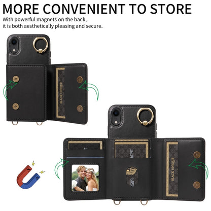 For iPhone XR Crossbodys Card Bag Ring Holder Leather Phone Case(Black) - More iPhone Cases by buy2fix | Online Shopping UK | buy2fix