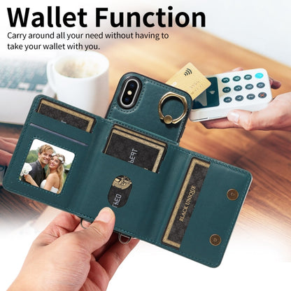For iPhone XS Max Crossbodys Card Bag Ring Holder Leather Phone Case(Green) - More iPhone Cases by buy2fix | Online Shopping UK | buy2fix