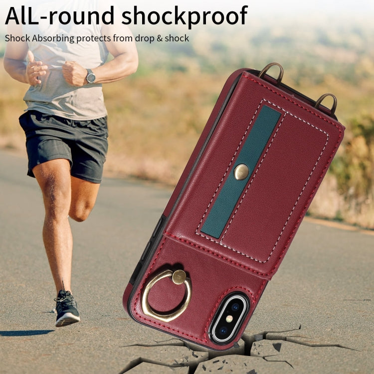 For iPhone XS Max Crossbodys Card Bag Ring Holder Leather Phone Case(Red) - More iPhone Cases by buy2fix | Online Shopping UK | buy2fix
