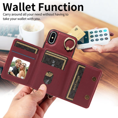 For iPhone XS Max Crossbodys Card Bag Ring Holder Leather Phone Case(Red) - More iPhone Cases by buy2fix | Online Shopping UK | buy2fix