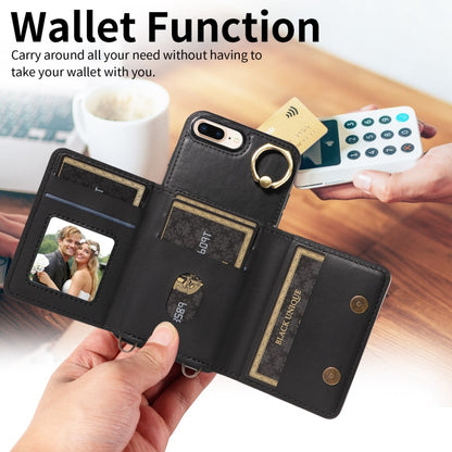 For iPhone 7 Plus / 8 Plus Crossbodys Card Bag Ring Holder Leather Phone Case(Black) - More iPhone Cases by buy2fix | Online Shopping UK | buy2fix