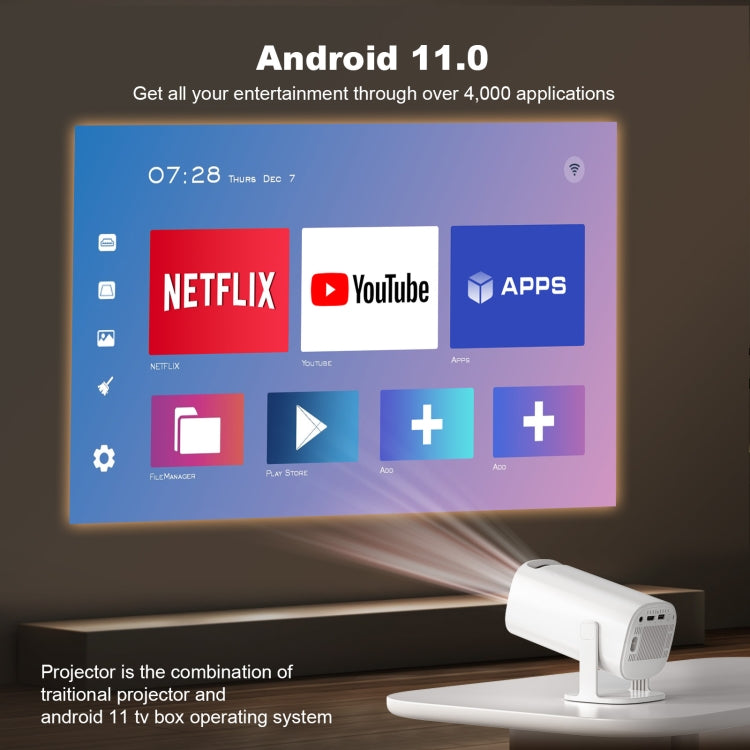 GXMO P30 Android 11 OS HD Portable WiFi Projector, Plug Type:UK Plug(White) - Mini Projector by GXMO | Online Shopping UK | buy2fix