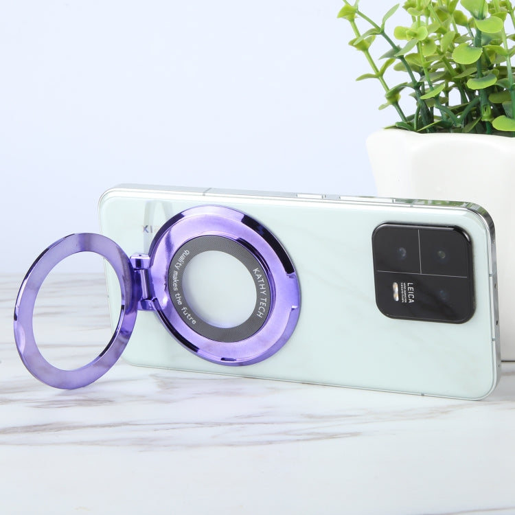 Glitter Ultra-thin Fold Plastics Phone Holder(Purple) - Ring Holder by buy2fix | Online Shopping UK | buy2fix