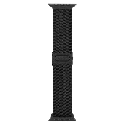 For Apple Watch Ultra 2 49mm Carbon Fiber Texture Snap Buckle Nylon Watch Band(Black) by buy2fix