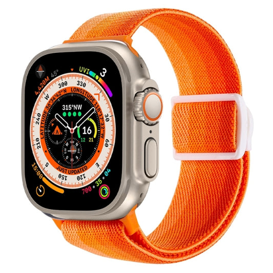 For Apple Watch Ultra 2 49mm Carbon Fiber Texture Snap Buckle Nylon Watch Band(Gradient Orange) by buy2fix