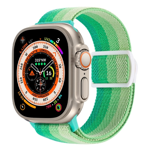 For Apple Watch Ultra 2 49mm Carbon Fiber Texture Snap Buckle Nylon Watch Band(Gradient Green) by buy2fix