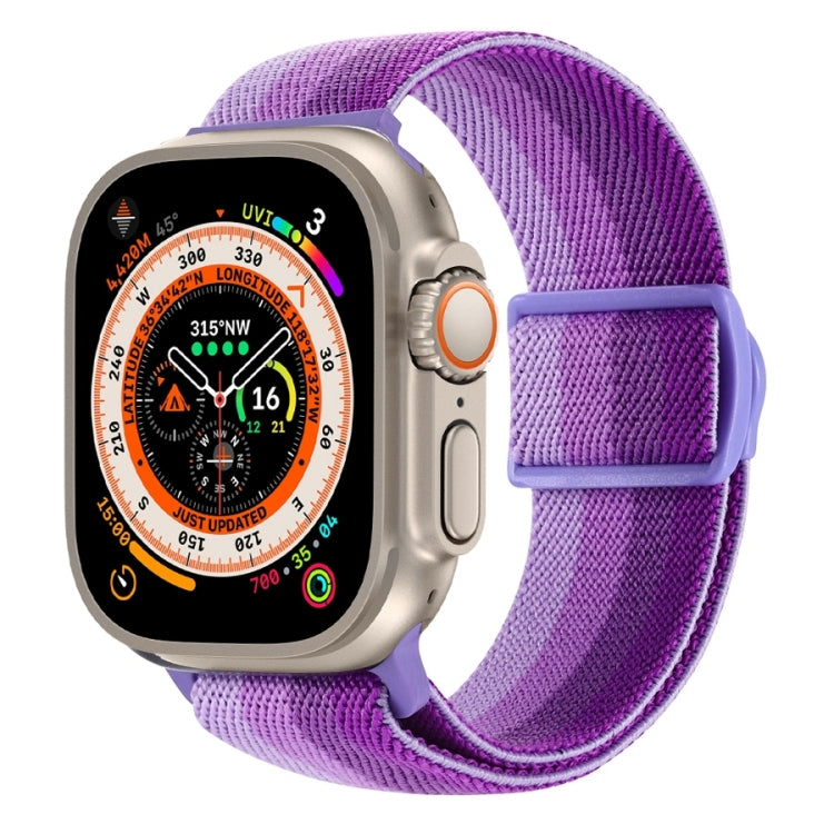 For Apple Watch Ultra 2 49mm Carbon Fiber Texture Snap Buckle Nylon Watch Band(Gradient Purple) by buy2fix
