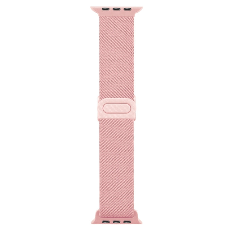 For Apple Watch Ultra 49mm Carbon Fiber Texture Snap Buckle Nylon Watch Band(Pink) by buy2fix