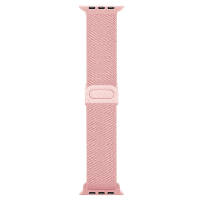For Apple Watch Ultra 49mm Carbon Fiber Texture Snap Buckle Nylon Watch Band(Pink) by buy2fix