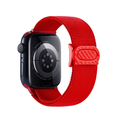 For Apple Watch Ultra 49mm Carbon Fiber Texture Snap Buckle Nylon Watch Band(Red) by buy2fix