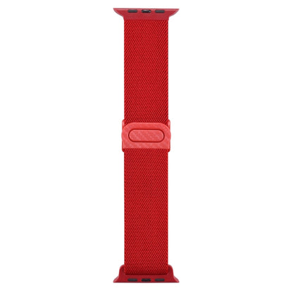 For Apple Watch Ultra 49mm Carbon Fiber Texture Snap Buckle Nylon Watch Band(Red) by buy2fix