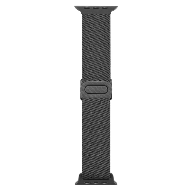 For Apple Watch Ultra 49mm Carbon Fiber Texture Snap Buckle Nylon Watch Band(Grey) by buy2fix