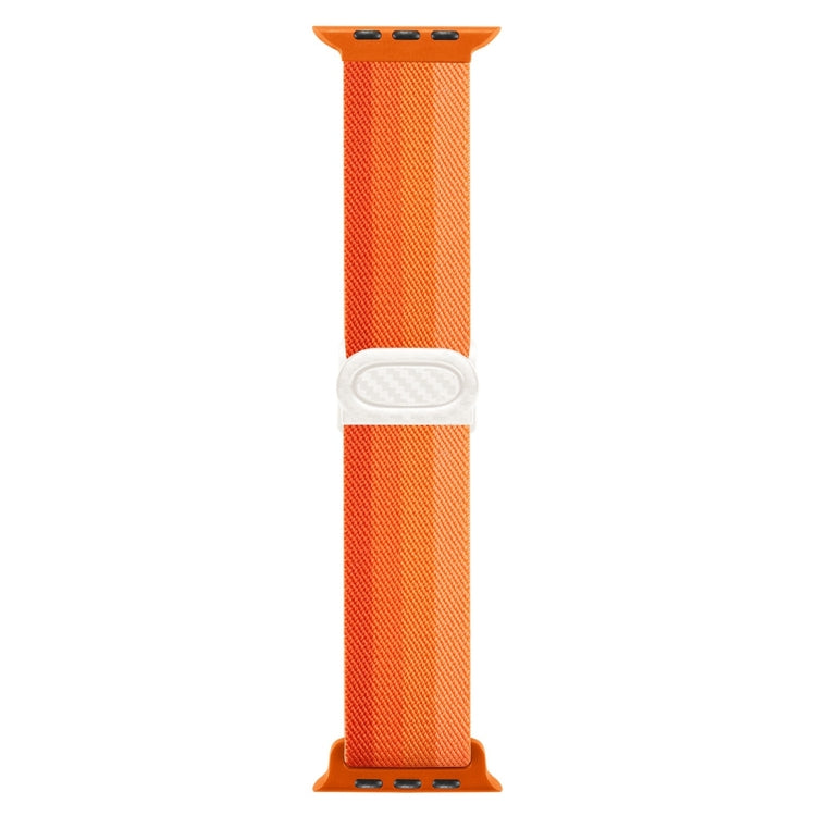For Apple Watch Ultra 49mm Carbon Fiber Texture Snap Buckle Nylon Watch Band(Gradient Orange) by buy2fix