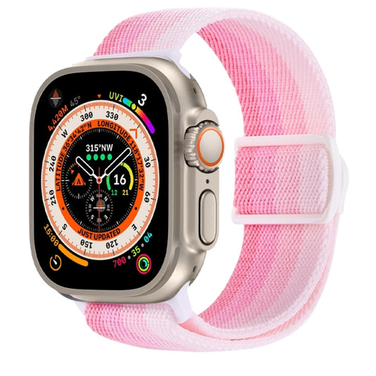 For Apple Watch Ultra 49mm Carbon Fiber Texture Snap Buckle Nylon Watch Band(Gradient Pink) by buy2fix