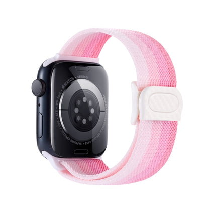 For Apple Watch Ultra 49mm Carbon Fiber Texture Snap Buckle Nylon Watch Band(Gradient Pink) by buy2fix