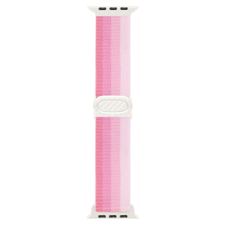 For Apple Watch Ultra 49mm Carbon Fiber Texture Snap Buckle Nylon Watch Band(Gradient Pink) by buy2fix